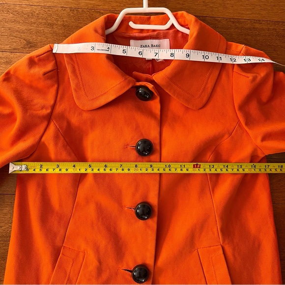 Zara Women's Basic Cropped Jacket Bold Stylish Orange 100% Heavy Cotton Size S - Picture 12 of 17